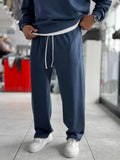 Navy Washed Straight-Leg Sweatpants TW-7089