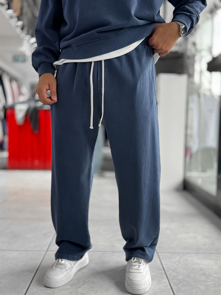 Navy Washed Straight-Leg Sweatpants TW-7089