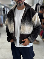 Brown Hooded Gradient Plush Jacket TW-7010