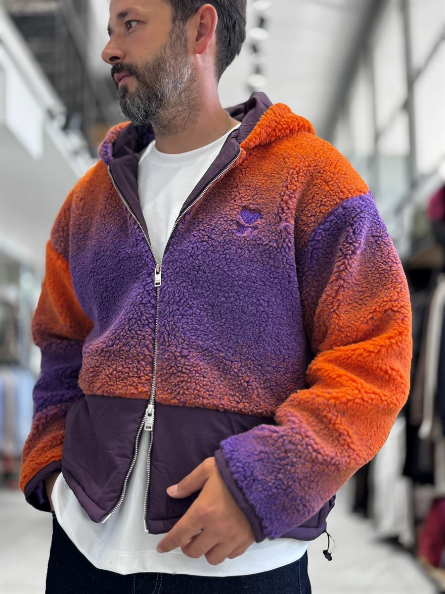 Orange Hooded Gradient Plush Jacket TW-7010