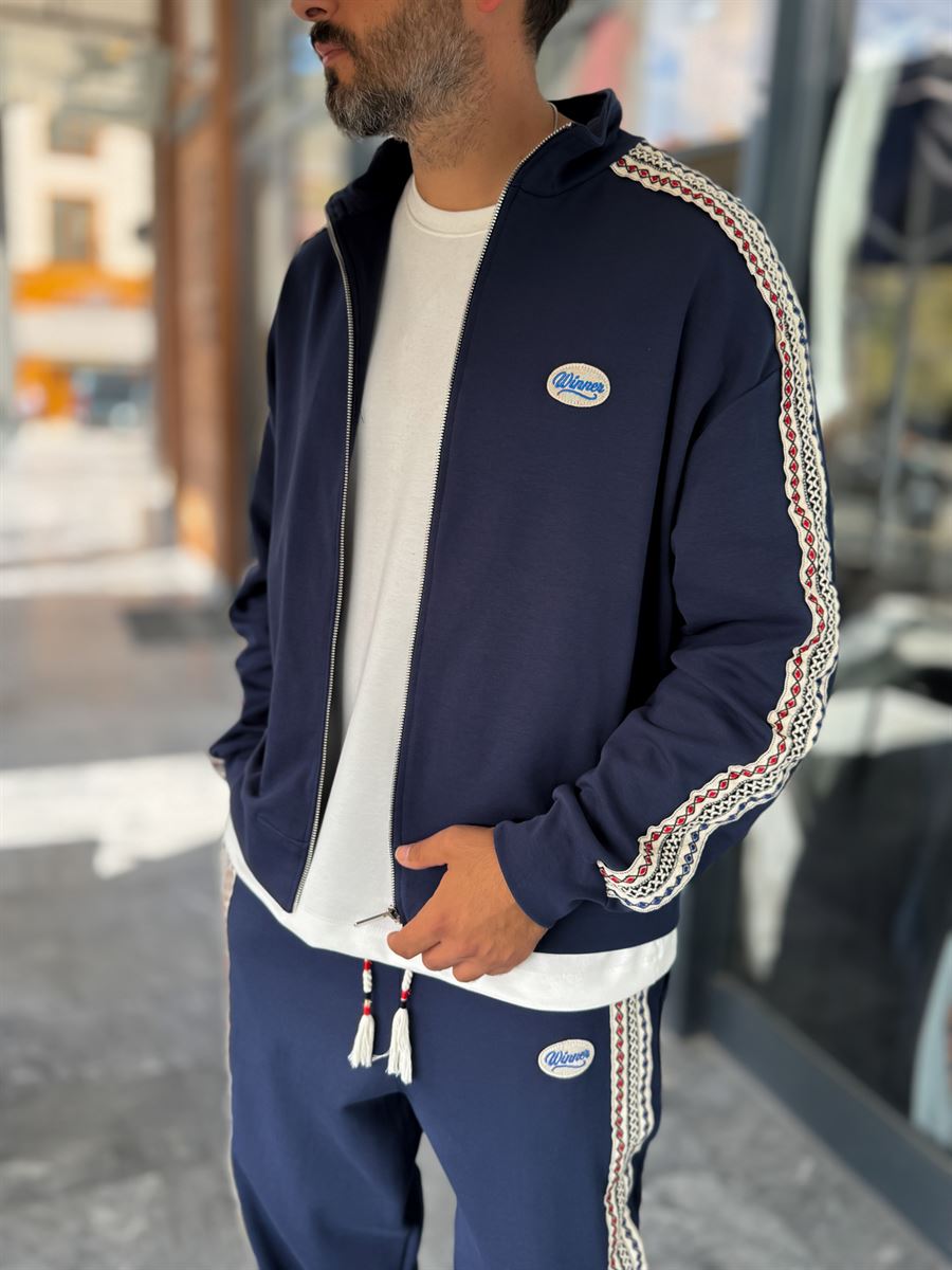 Navy Winner Zip-Up Oversized Sweatshirt RES-2002