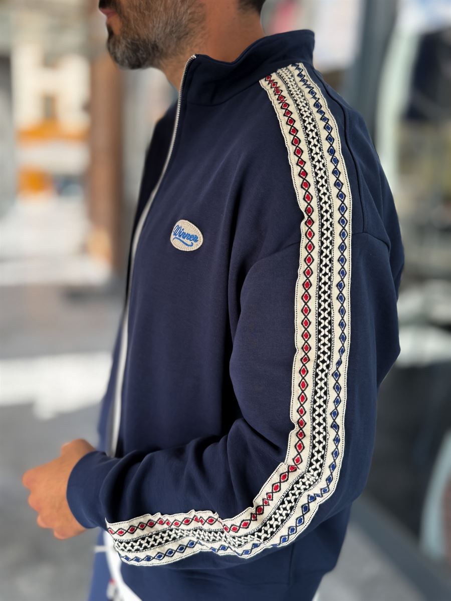 Navy Winner Zip-Up Oversized Sweatshirt RES-2002