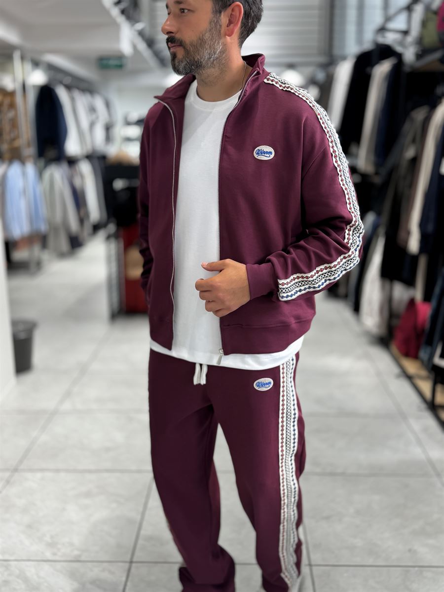 Burgundy Winner Zip-Up Oversized Sweatshirt RES-2002