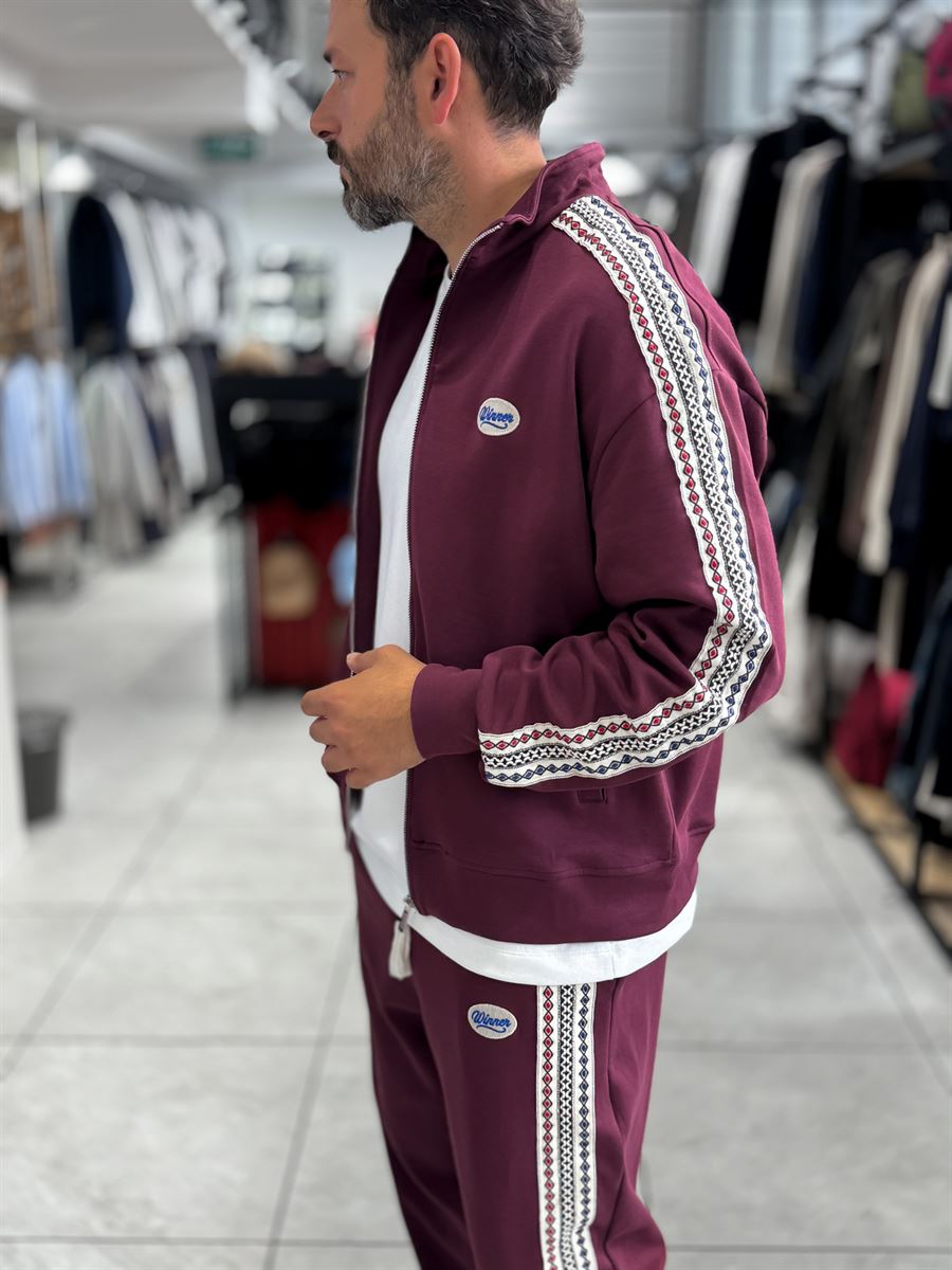 Burgundy Winner Zip-Up Oversized Sweatshirt RES-2002