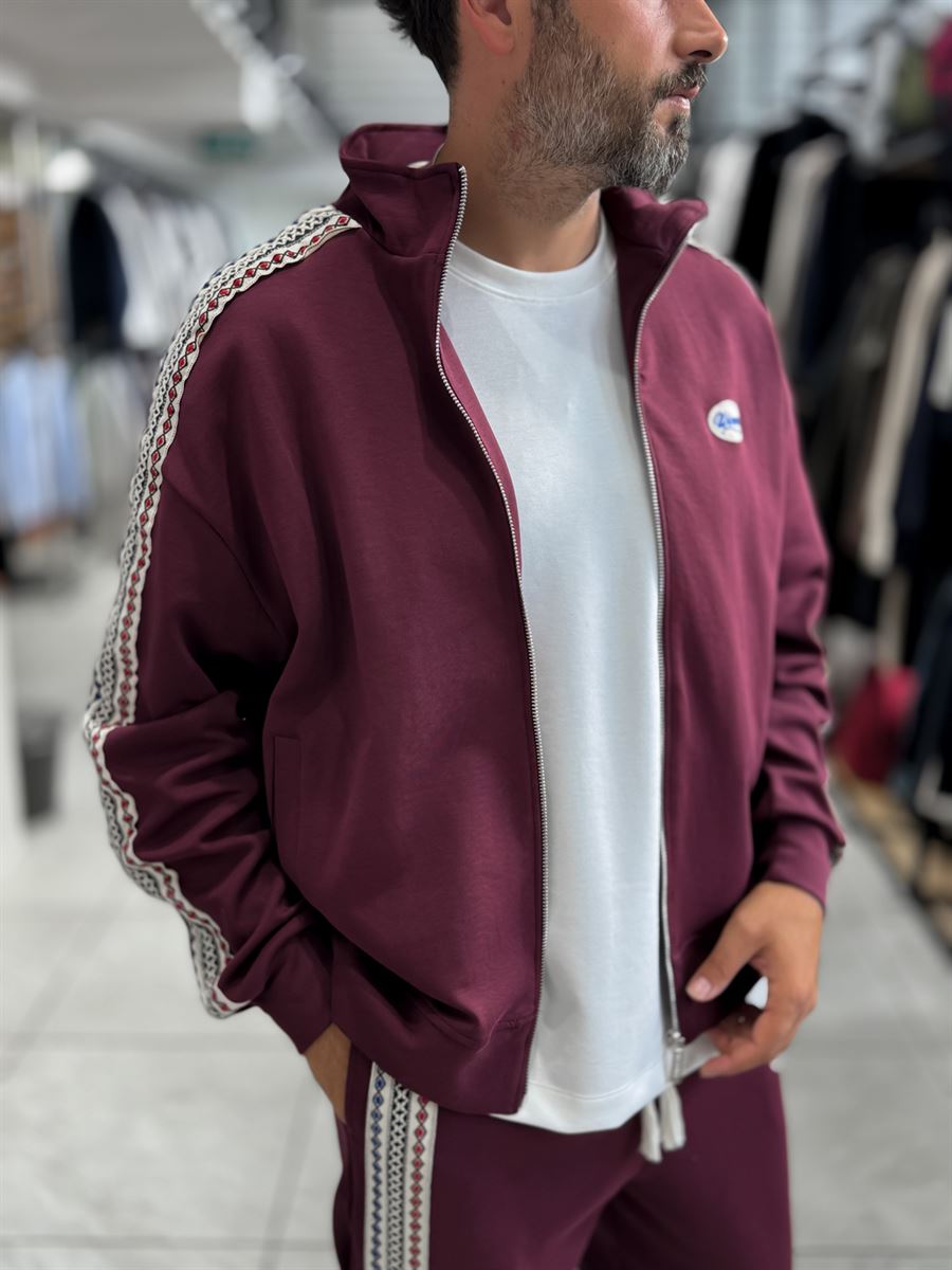 Burgundy Winner Zip-Up Oversized Sweatshirt RES-2002