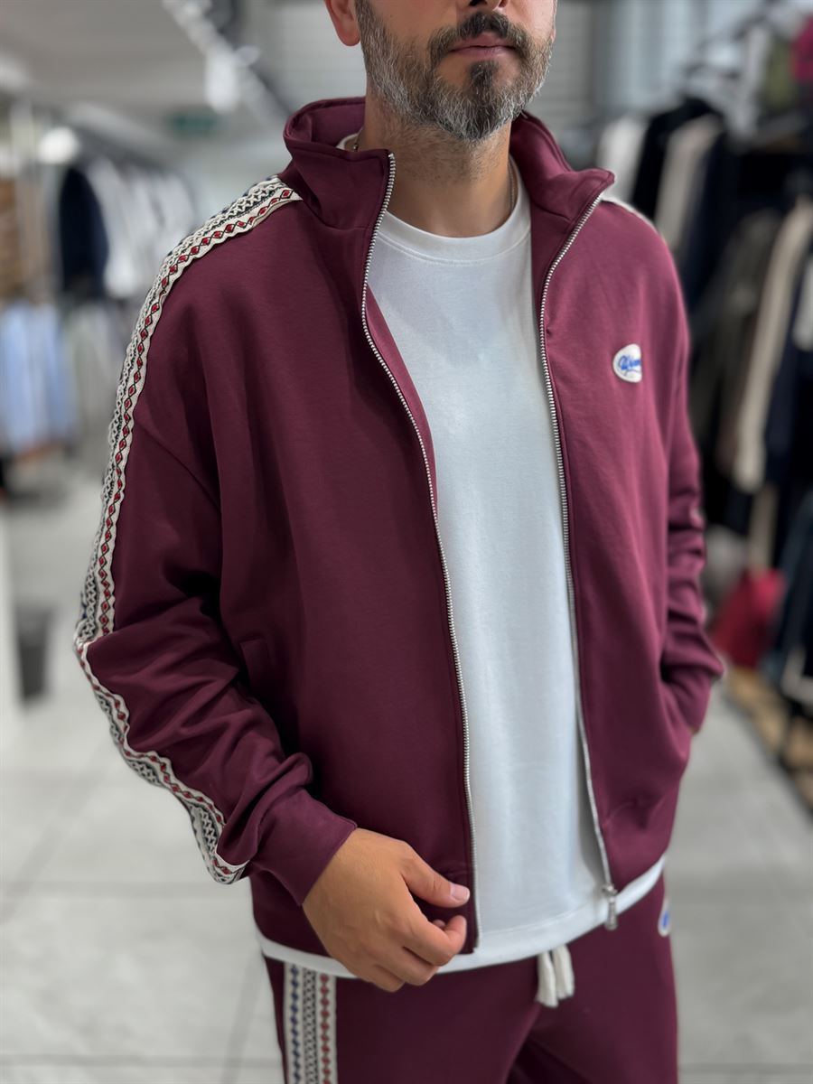 Burgundy Winner Zip-Up Oversized Sweatshirt RES-2002