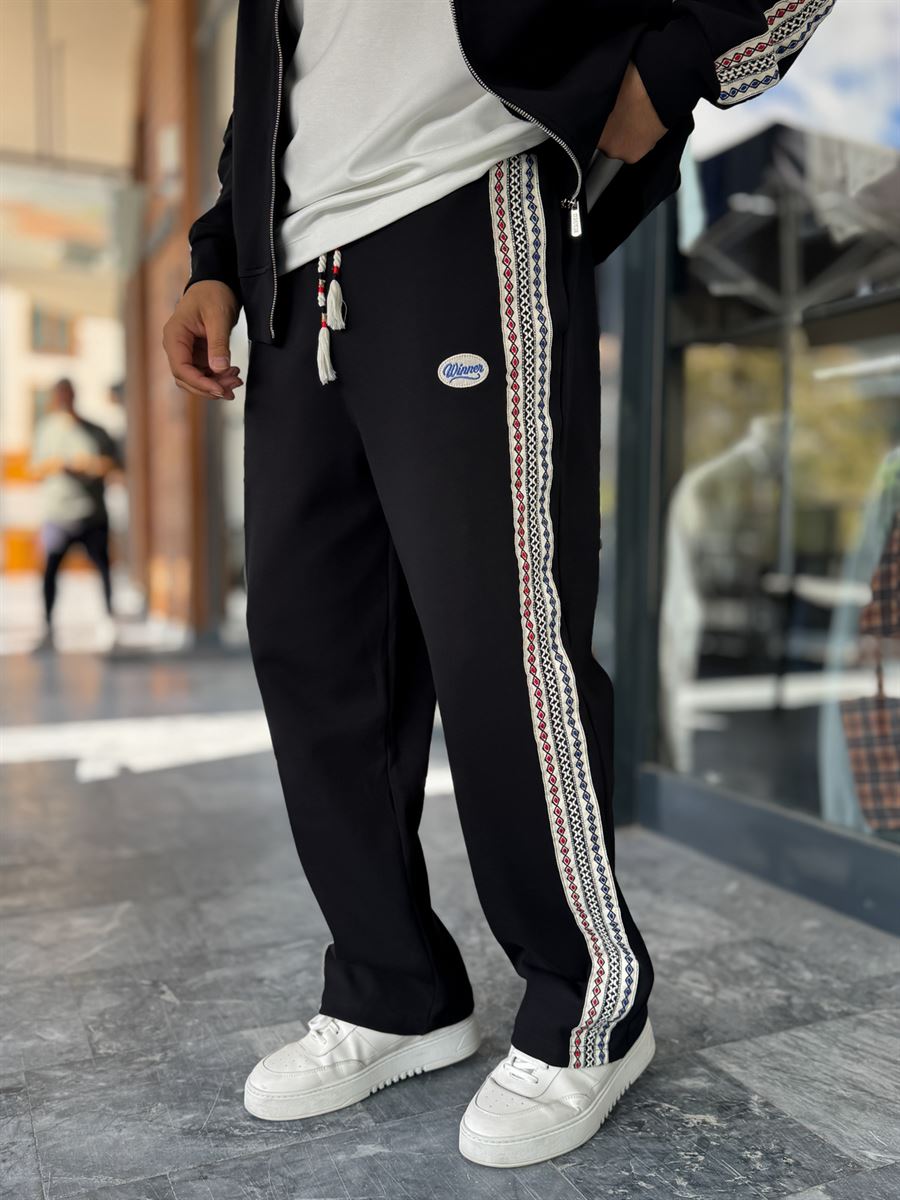 Black Winner Straight-Leg Sweatpants RES-2002