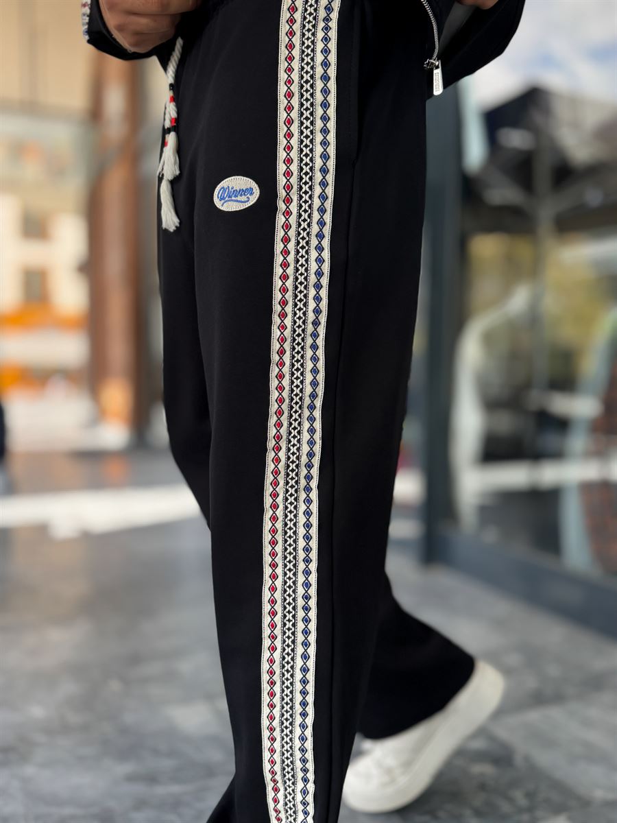Black Winner Straight-Leg Sweatpants RES-2002