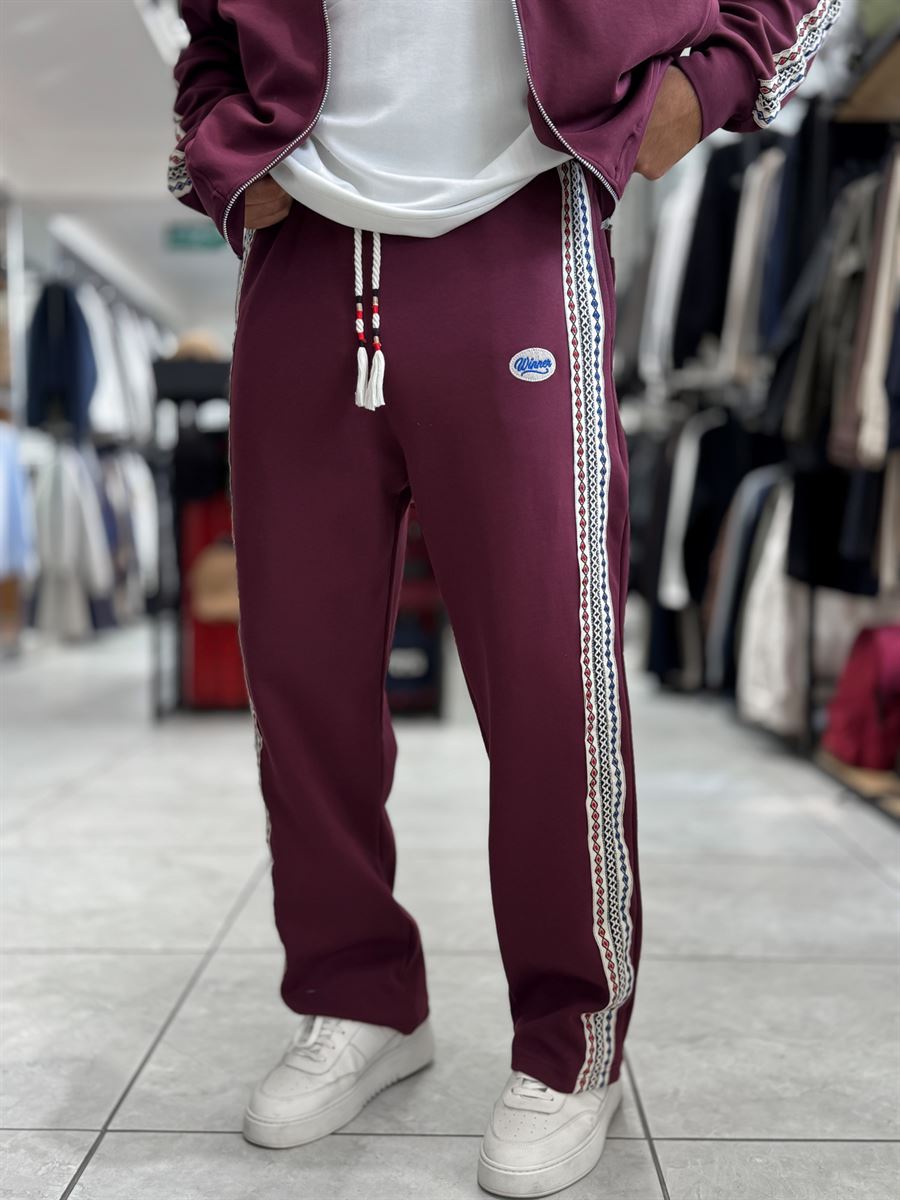 Burgundy Winner Straight-Leg Sweatpants RES-2002