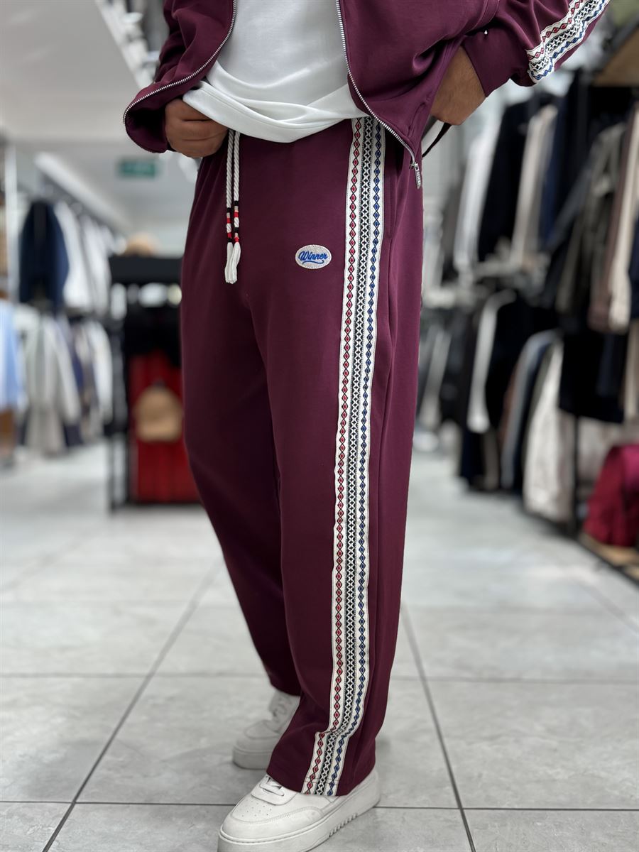 Burgundy Winner Straight-Leg Sweatpants RES-2002