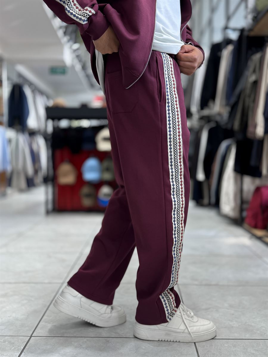 Burgundy Winner Straight-Leg Sweatpants RES-2002