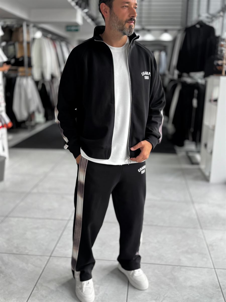 Black Champ Zip-Up Oversized Sweatshirt RES-2007