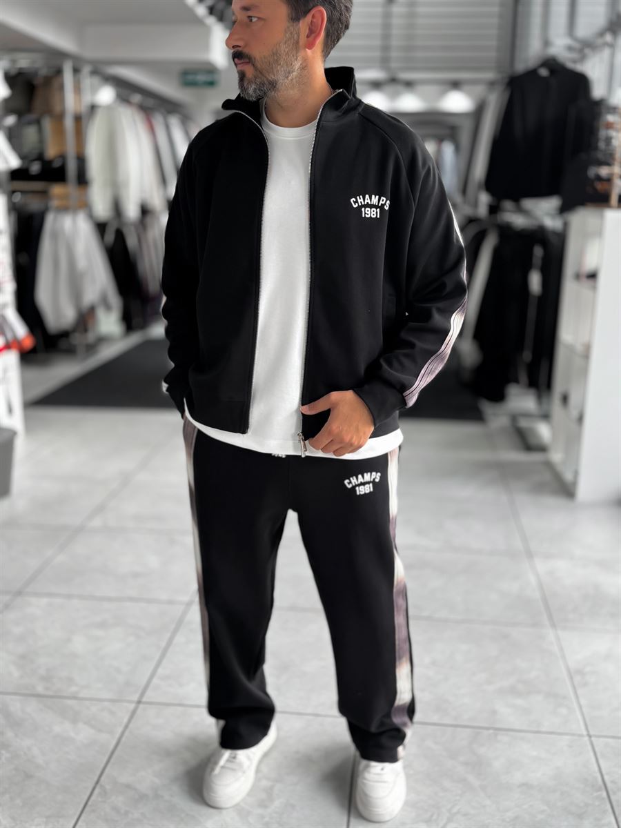 Black Champ Zip-Up Oversized Sweatshirt RES-2007