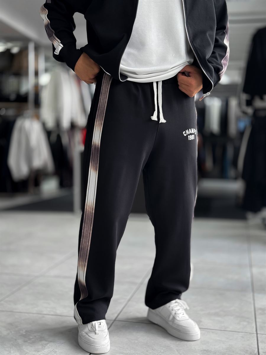 Black Champ Straight-Leg Sweatpants RES-2007