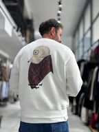 White Hat Printed Oversized Sweatshirt RES-5021