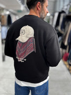 Black Hat Printed Oversized Sweatshirt RES-5021
