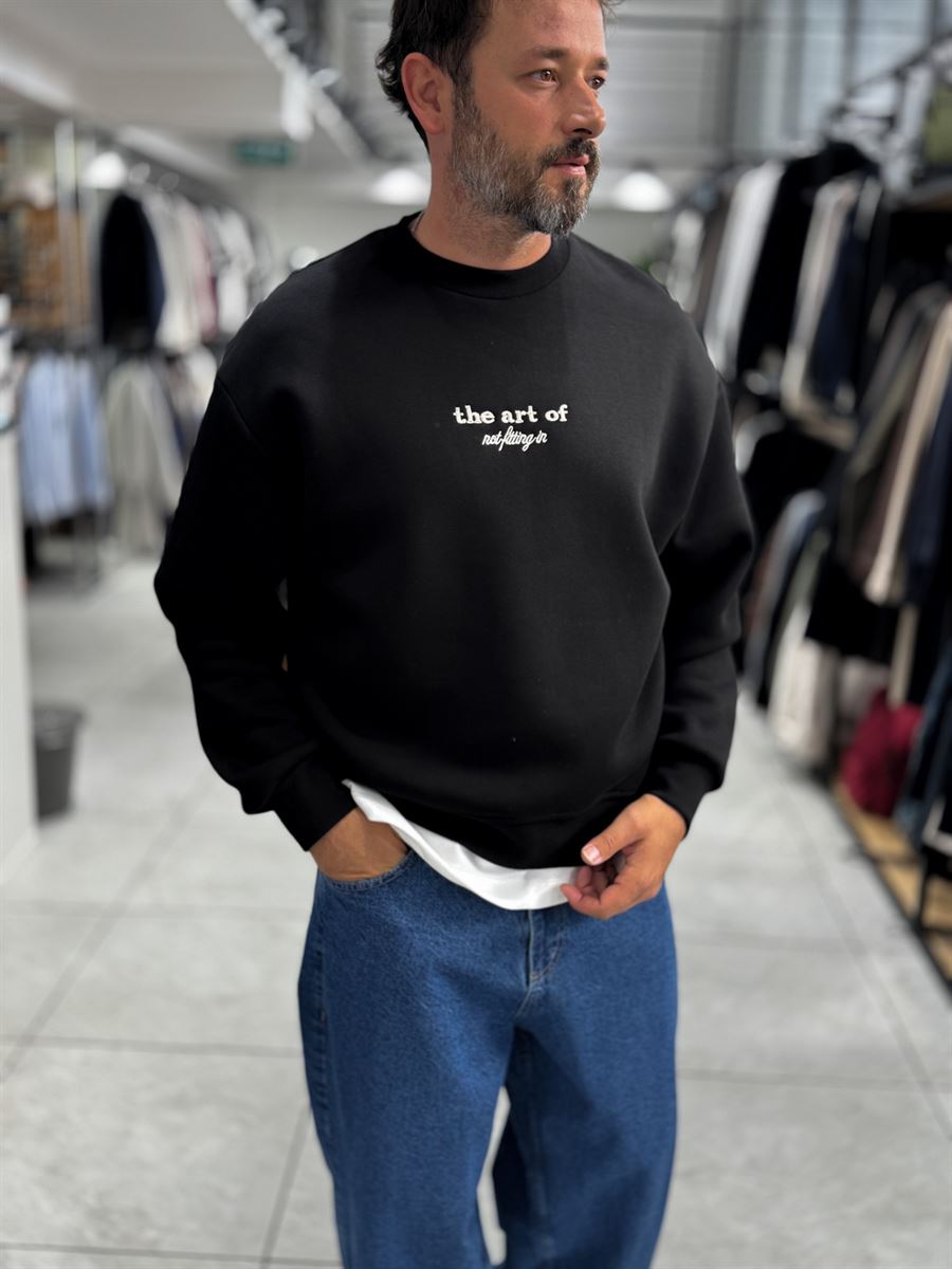 Black Hat Printed Oversized Sweatshirt RES-5021