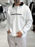 White Velvet Collar Oversized Sweatshirt RES-5013