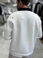 White Velvet Collar Oversized Sweatshirt RES-5013