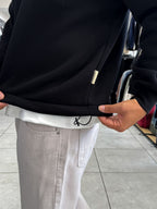 Black Velvet Collar Oversized Sweatshirt RES-5013