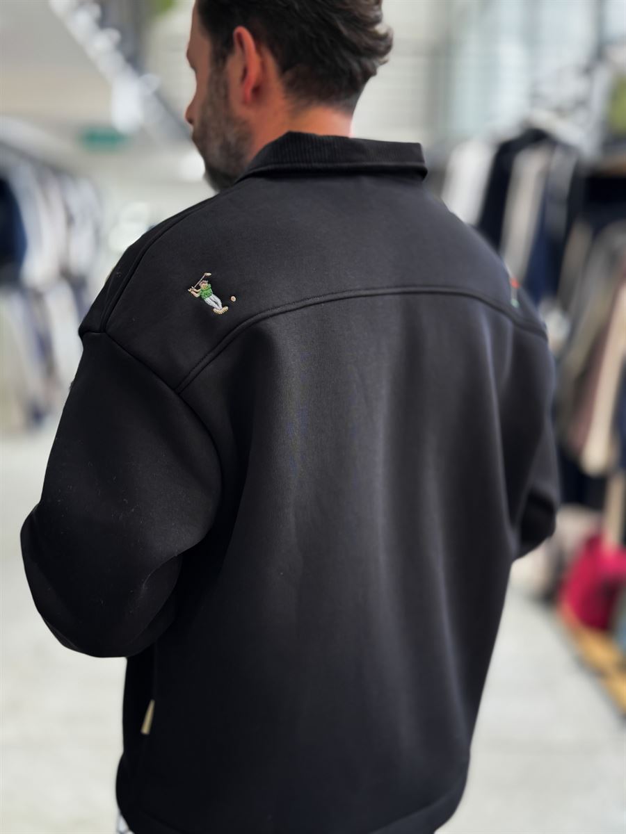 Black Velvet Collar Oversized Sweatshirt RES-5013