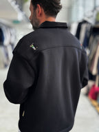 Black Velvet Collar Oversized Sweatshirt RES-5013