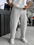Light Gray Panda Fabric Piped Baggy Sweatpants RES-4002