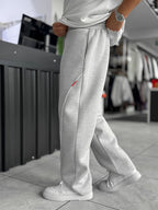 Light Gray Panda Fabric Piped Baggy Sweatpants RES-4002