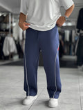 Navy Panda Fabric Piped Baggy Sweatpants RES-4002