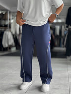 Navy Panda Fabric Piped Baggy Sweatpants RES-4002