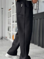 Black Panda Fabric Stitched Baggy Sweatpants RES-4004