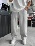 Light Gray Panda Fabric Stitched Baggy Sweatpants RES-4004