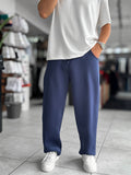 Navy Panda Fabric Stitched Baggy Sweatpants RES-4004