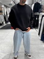 Black Brushed Basic Oversized Sweatshirt HM
