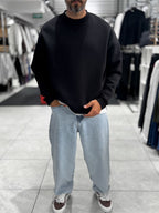 Black Brushed Basic Oversized Sweatshirt HM
