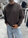 Brown Brushed Basic Oversized Sweatshirt HM