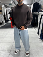 Brown Brushed Basic Oversized Sweatshirt HM