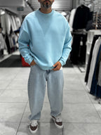 Light Blue Brushed Basic Oversized Sweatshirt HM