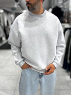 Light Gray Brushed Basic Oversized Sweatshirt HM