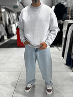 Light Gray Brushed Basic Oversized Sweatshirt HM