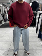 Burgundy Brushed Basic Oversized Sweatshirt HM