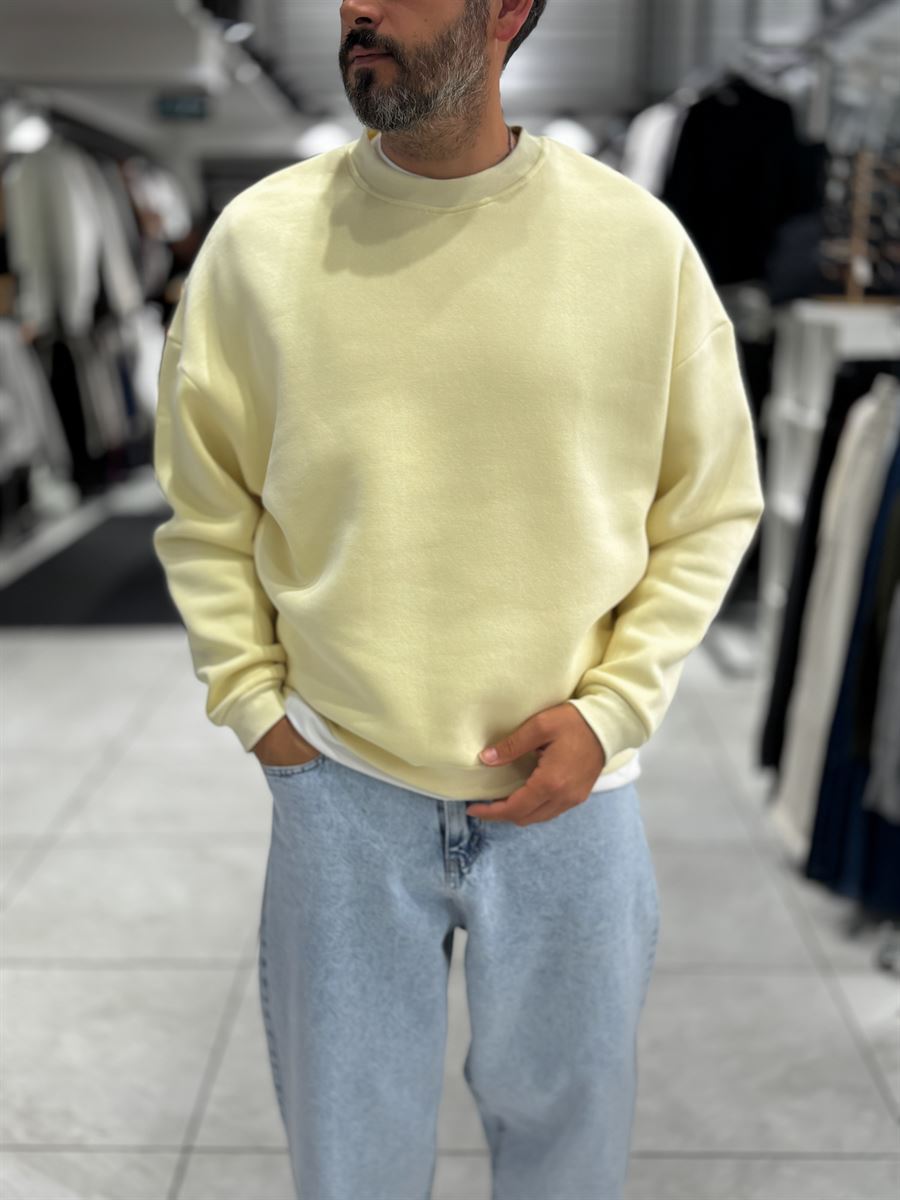 Yellow Brushed Basic Oversized Sweatshirt HM