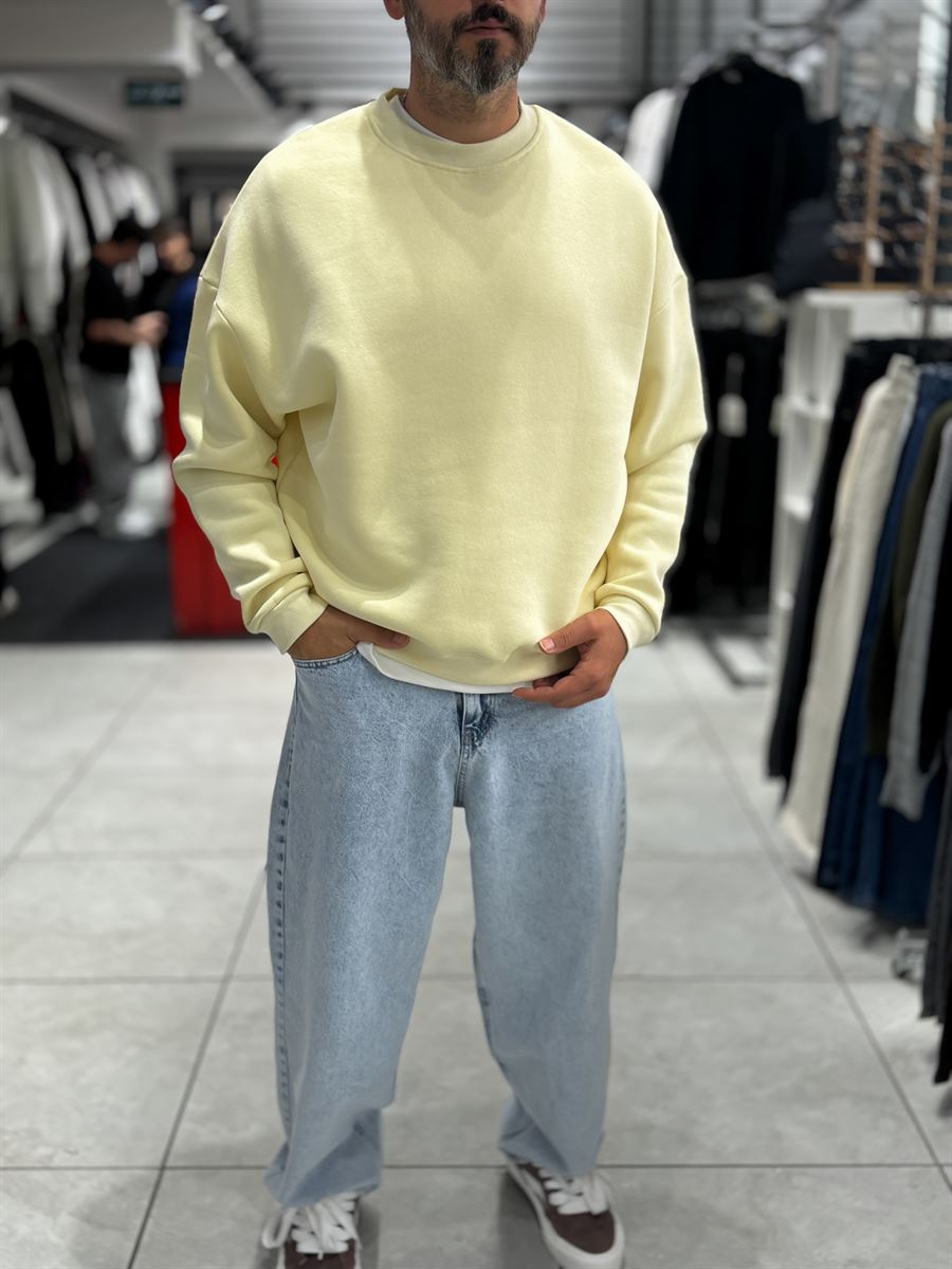 Yellow Brushed Basic Oversized Sweatshirt HM