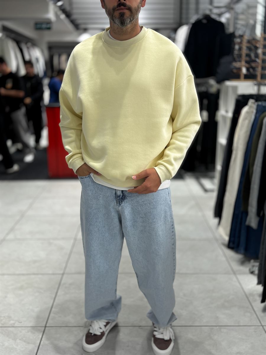Yellow Brushed Basic Oversized Sweatshirt HM