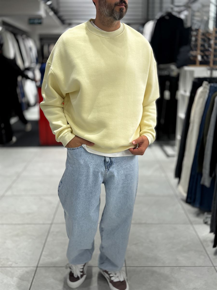 Yellow Brushed Basic Oversized Sweatshirt HM