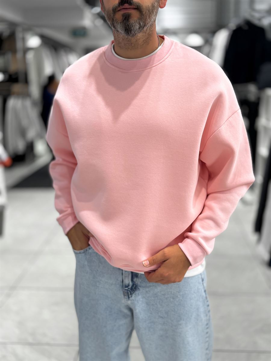 Pink Brushed Basic Oversized Sweatshirt HM