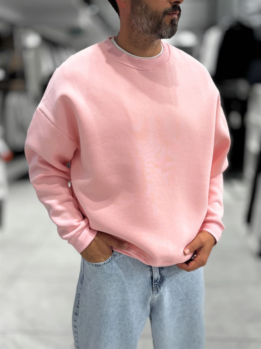 Pink Brushed Basic Oversized Sweatshirt HM