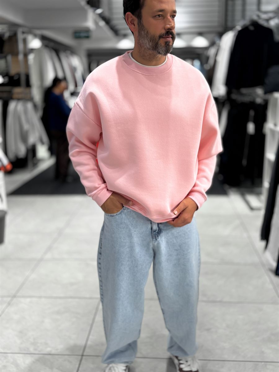 Pink Brushed Basic Oversized Sweatshirt HM