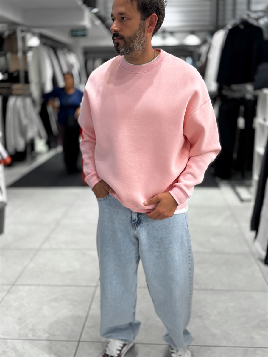 Pink Brushed Basic Oversized Sweatshirt HM