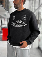 Black Nothing Printed Washed Sweatshirt HM